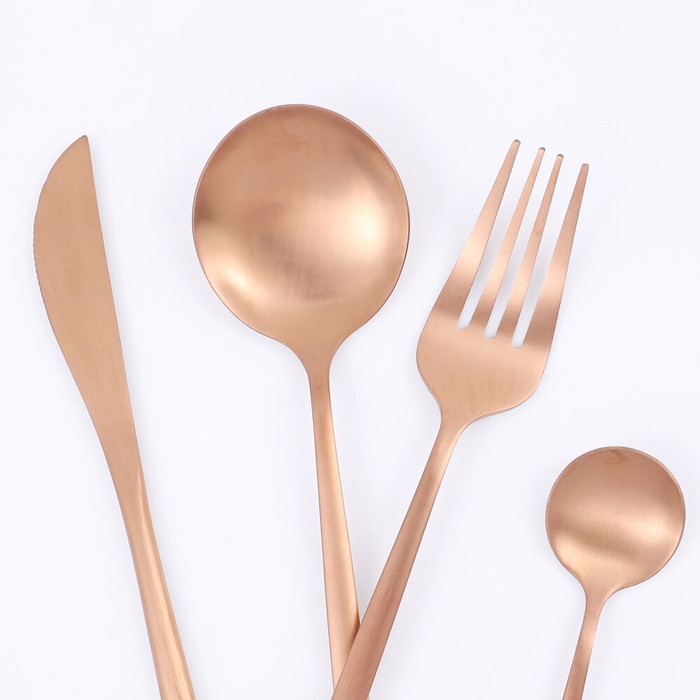 36 pièces or mat couverts ensemble de couverts en acier inoxydable vaisselle Dessert fourchette thé cuillère couteau argenterie cuisine vaisselle