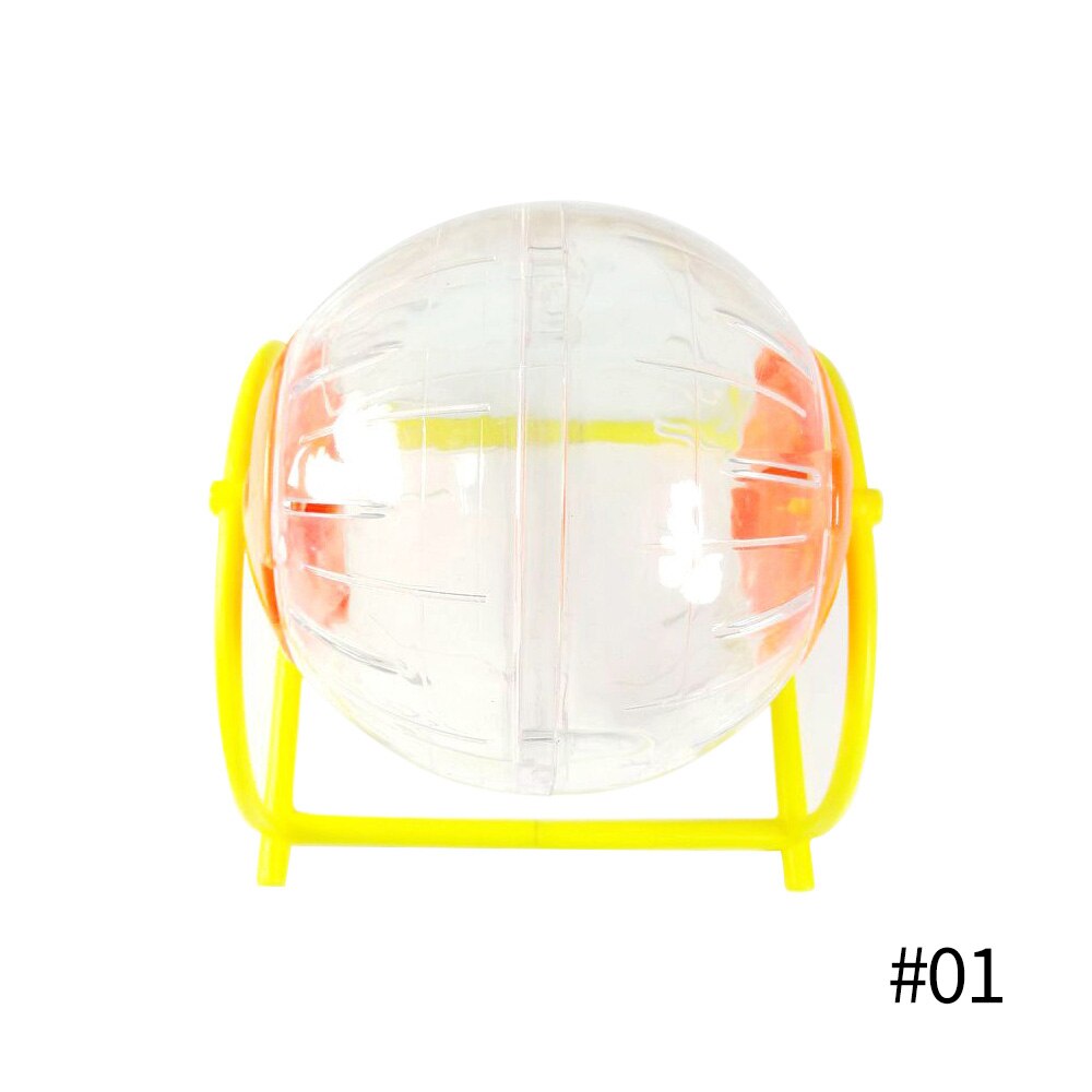 Mini Bola de ejercicio transparente para hámster, juguete para hámster, jaula para trotar con soporte, suministros para mascotas, 12cm: Orange with holder