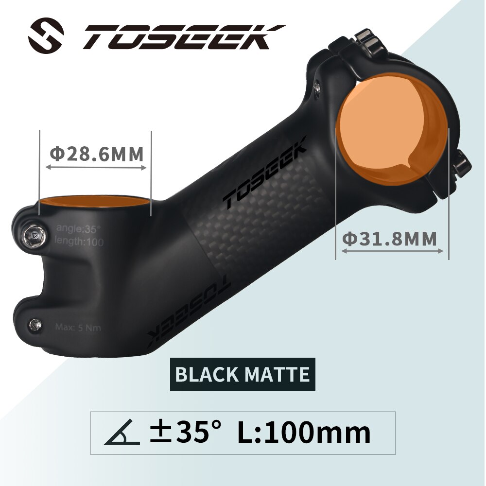 TOSEEK ZF-eins Kohlenstoff Stengel 25/35 Grad Mountainbike Vorbau 31,8mm Lenker Vorbauten 60/70/80/90/100mm Schwarz und verrotten Fahrrad Teile: ZFONE-Schwarz35-100mm