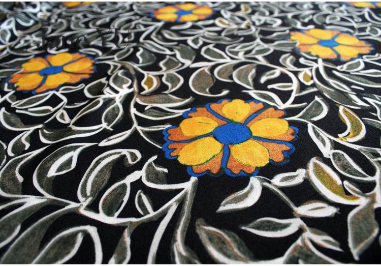 JaneYU Chiffon Printed Fabric Dresses, Skirts, Cheongsams And Women's Dresses With Black Bottom Cloth