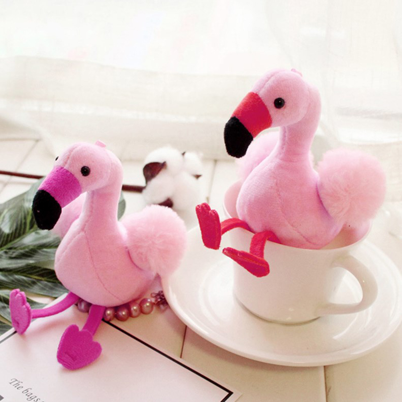 Precioso flamenco de peluche de juguete llavero anillo colgante juguete suave llavero mochila Decoración