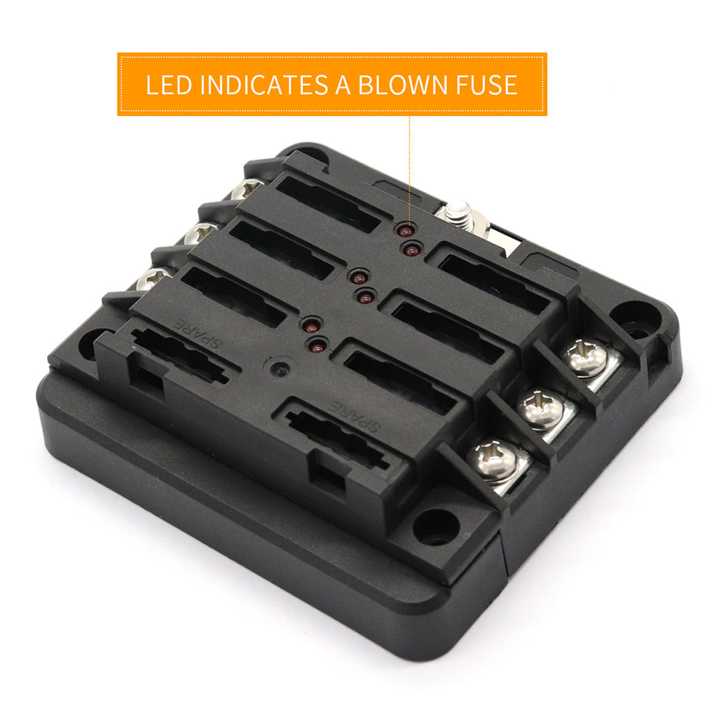 6 Way Modular Fuse Box Circuit Fuse Block 32V for Car RV Boat Yacht