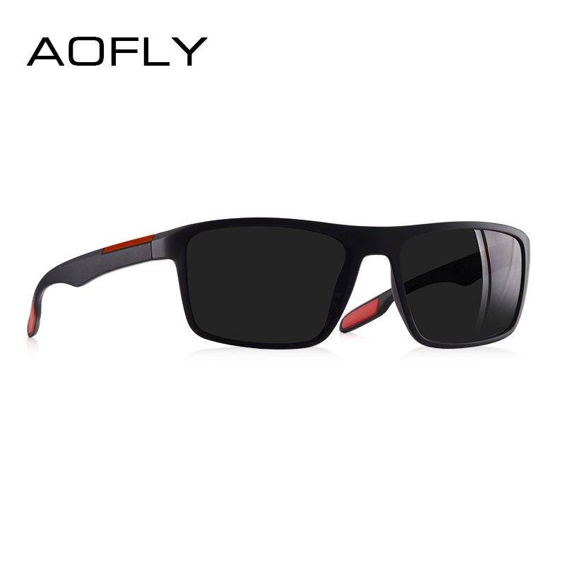 AOFLY ultra-léger TR90 lunettes De soleil polarisées hommes pilote nuances mâle Vintage lunettes De soleil pour hommes Spuare lunettes Gafas De Sol: C1Black Frame