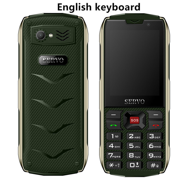 SERVO H8 Mobile Phone 2.8inch 4 SIM card 4 standby Bluetooth Flashlight GPRS 3000mAh Power Bank Phone Russian Language keyboard: Add 16GB TF card / Green English Key