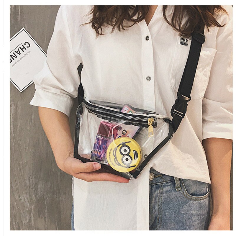 Riñonera de PVC transparente para chicas, bolsa de pecho de viaje impermeable, informal, de plástico, para verano, 030206