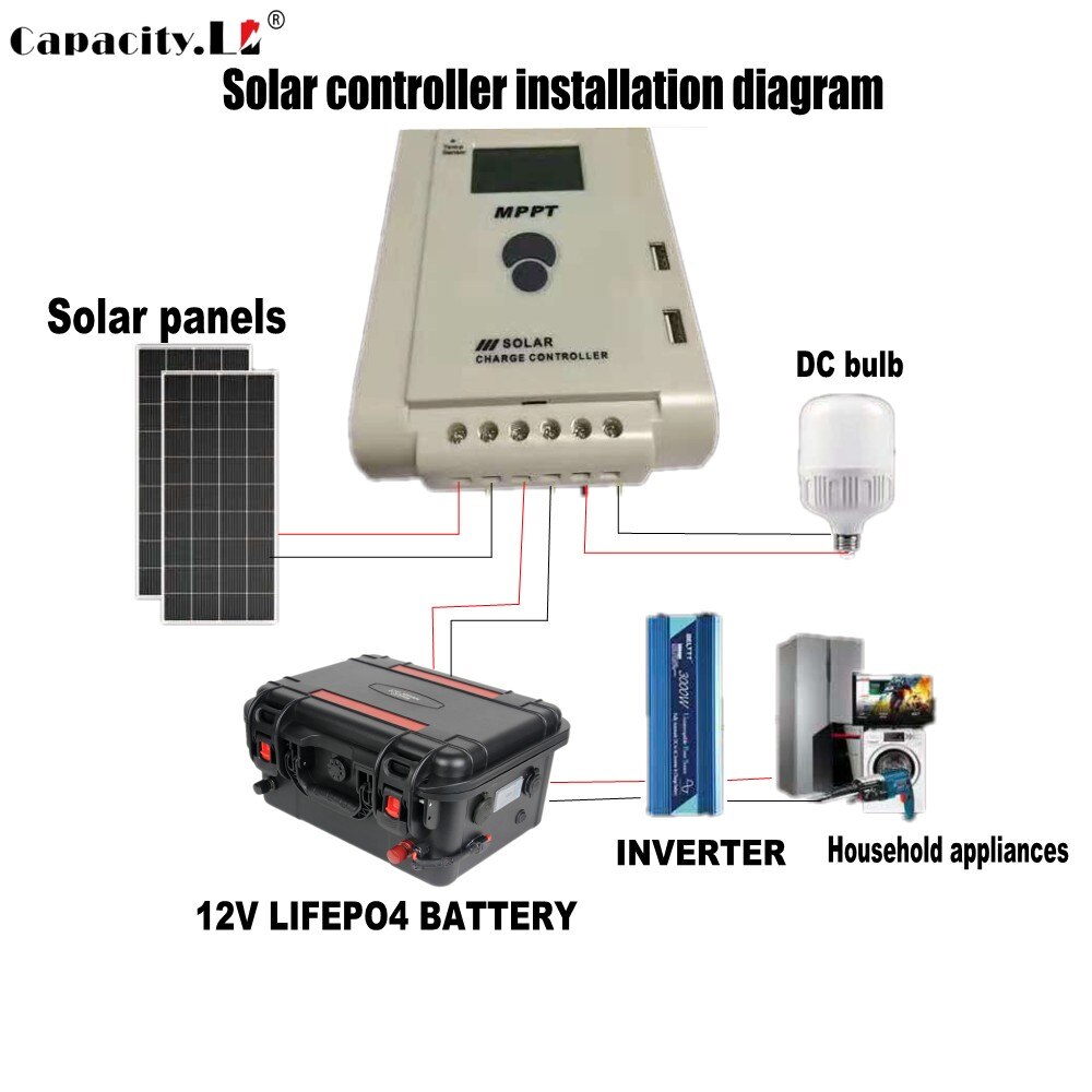 12V 10AH Solar Controller MPPT 12V /24V 10A 20A 30A 40A 50A 60A universal solar panel voltage stabilizer charge