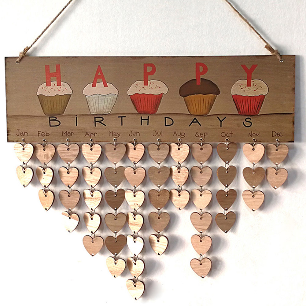 bois tenture murale calendrier anniversaire célébrations bricolage rappel pour la décoration de la maison LBV: Black