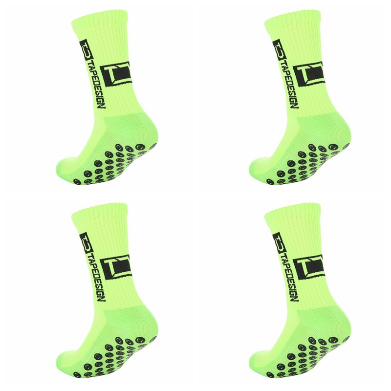 4 pares de nuevos calcetines de fútbol pegados de tubo medio TC para entrenamiento deportivo y competición, calcetines antideslizantes y transpirables: Champán