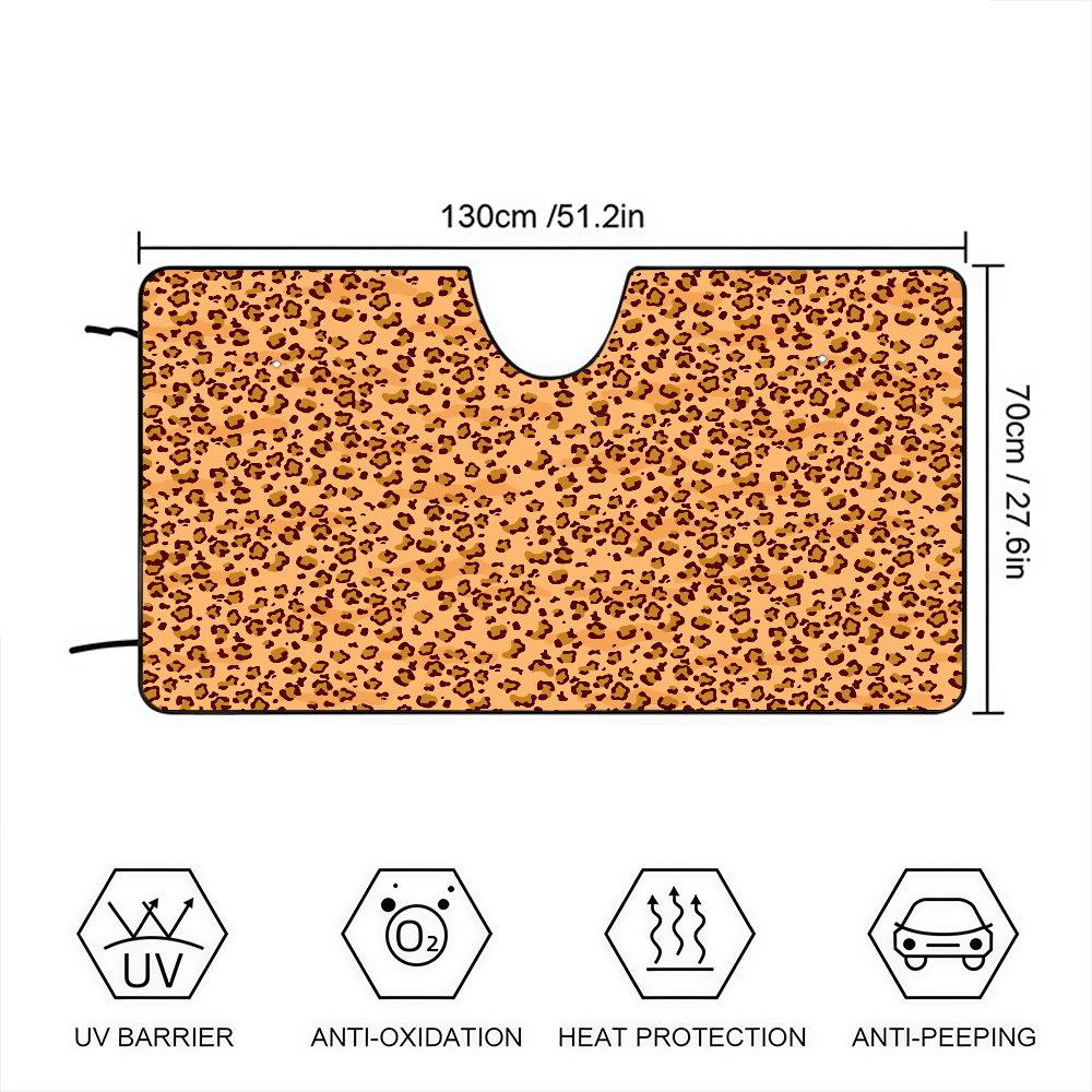 Leopard Print Car SunShade Solar Protection Windshield Sunshade Cover Sun Shade Auto Sun Visor Car Covers: Ivory