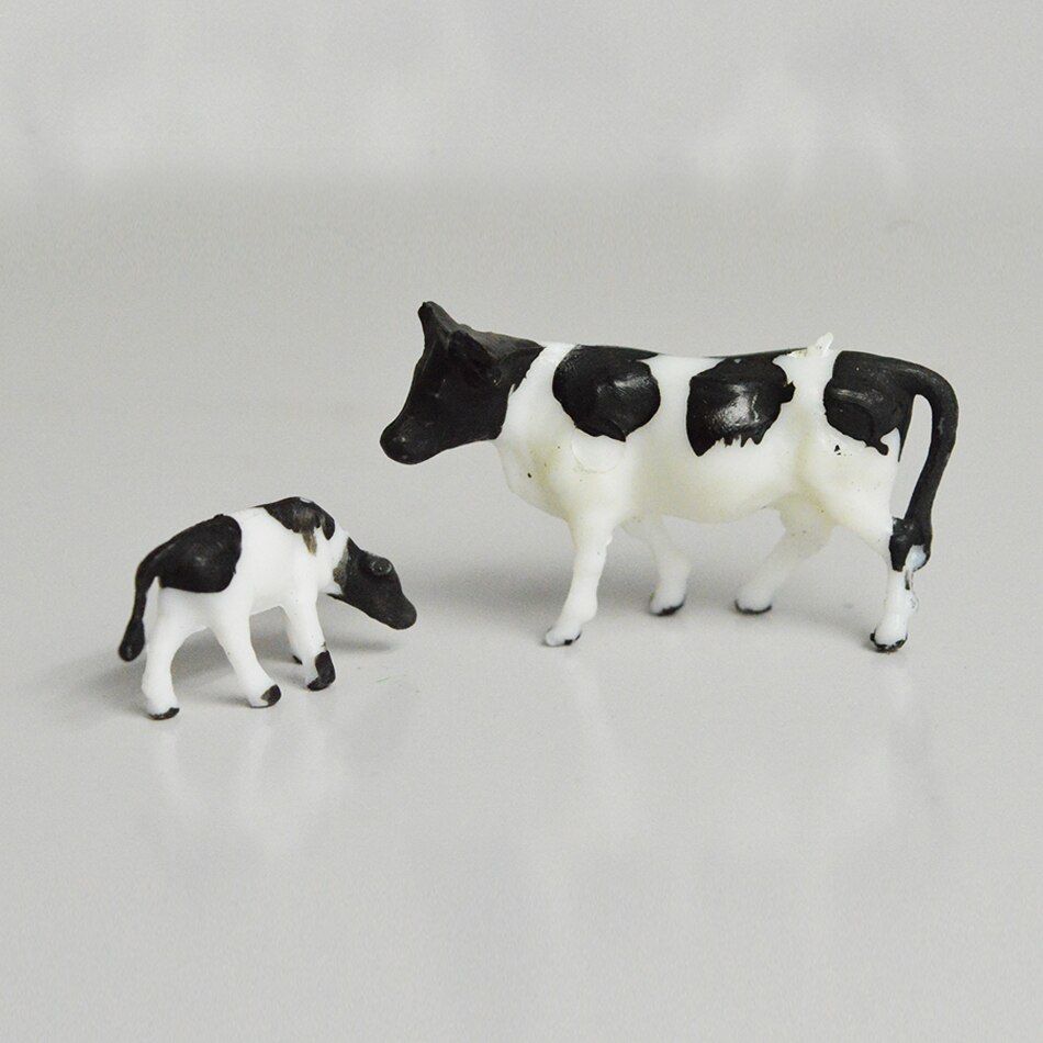 Ho 1:87 Model Animals Cows ABS Plastic Toys Sand Table Building Layout Diorama Farm Animals White and Black 30Pcs/lot