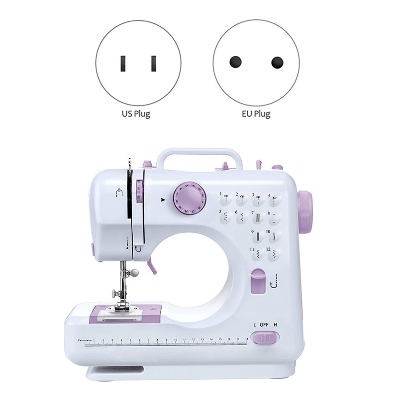 Portable Sewing Machine Mini Electric Household Crafting Mending Overlock 12 Stitches with Presser Foot Pedal