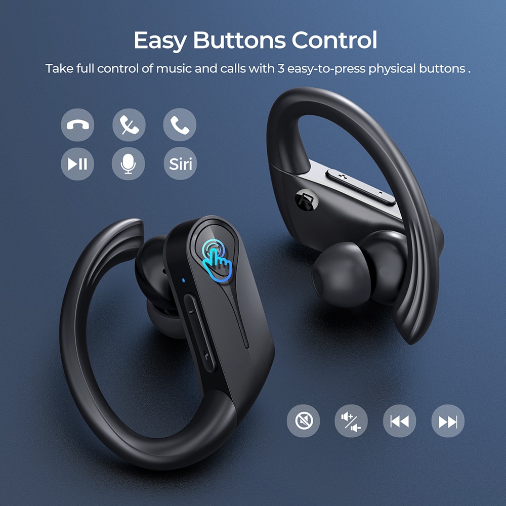 Mpow chama solo esporte fones de ouvido sem fio bluetooth controle toque universal ipx7 estéreo baixo com microfone redução ruído