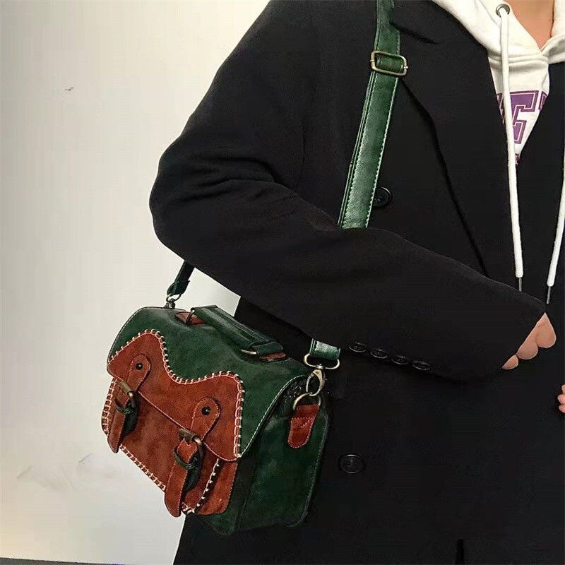 Mbti Vintage Japanse Stijl Schoudertas Vrouw Mode Hasp Patchwork Bolso Mujer Crossbody Sac A Main Studenten Daily Casual Tas