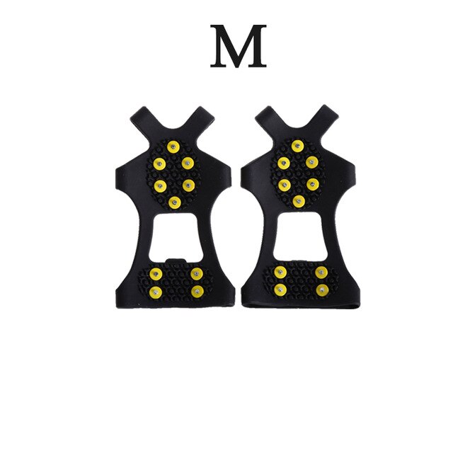 1 Pair Camping Climbing Ice Crampon Anti Slip Ice Snow Walking Shoe Spike Grip Protective Tool Outdoor Equipment: M