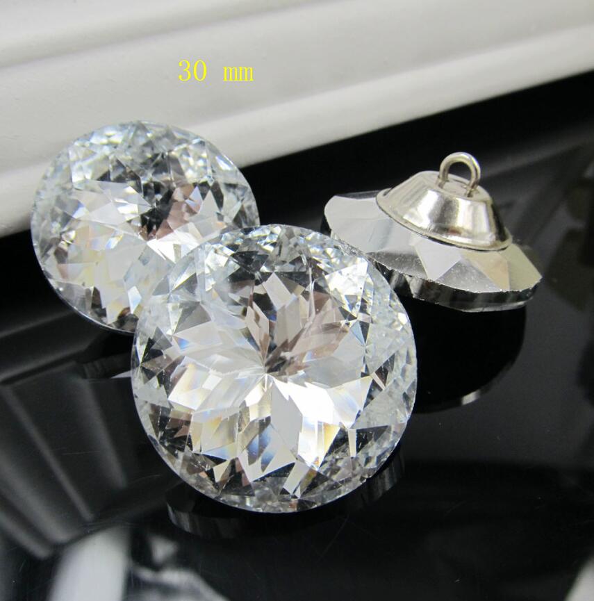 30mm crystal rhinestones knop, 5 stks/partij, grote decoratieve kledingstuk glas knop, grote kristal knop kledingstuk accessoires jas knop: Default Title