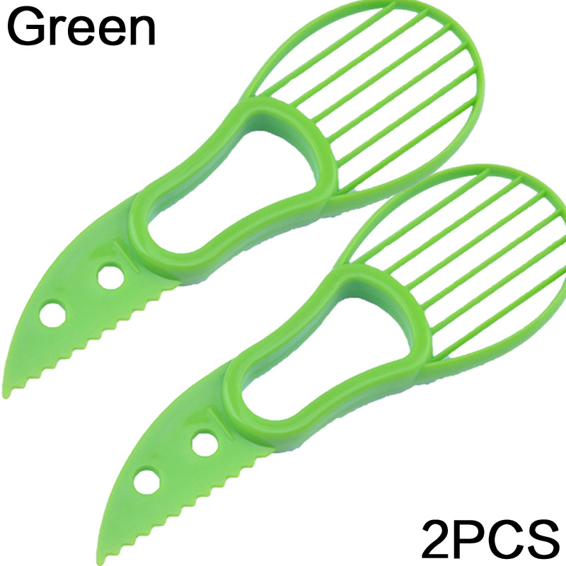 Rebanador de aguacate 3 en 1, carnicería de karité, mantequilla, pelador de frutas, cortador, separador de pulpa, cuchillo de plástico, herramientas de cocina para verduras: YELLOW