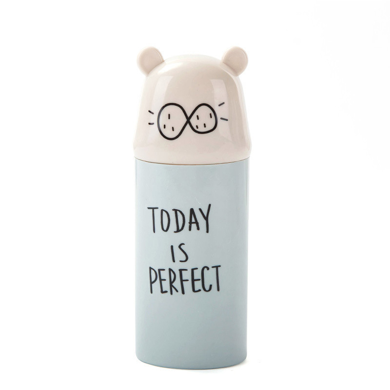 Plastic Cartoon Animal Toothbrush Cup with Cover Bathroom Mouthwash Travel Toothbrush Holder Cup Home Bathroom Accessories: Blue