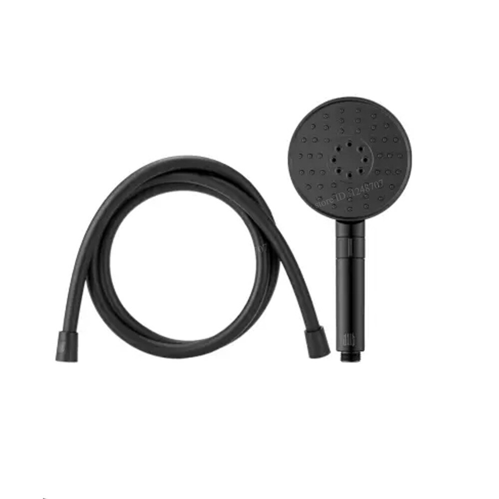 3 Modes Adjustment Handheld Shower Head Set 360° 120mm 53 Water Hole with PVC Matel Powerful Massage Shower: Black shower-hose