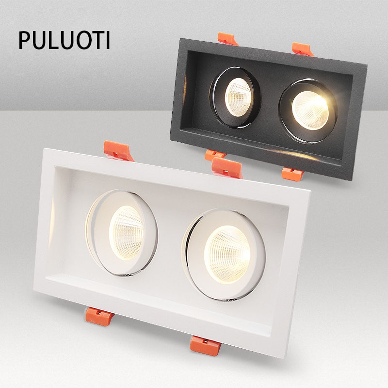 PULUOTI LED spotlight wit/warm 2*12W CREE COB360 revolving licht kledingwinkel met ingebouwde plafond