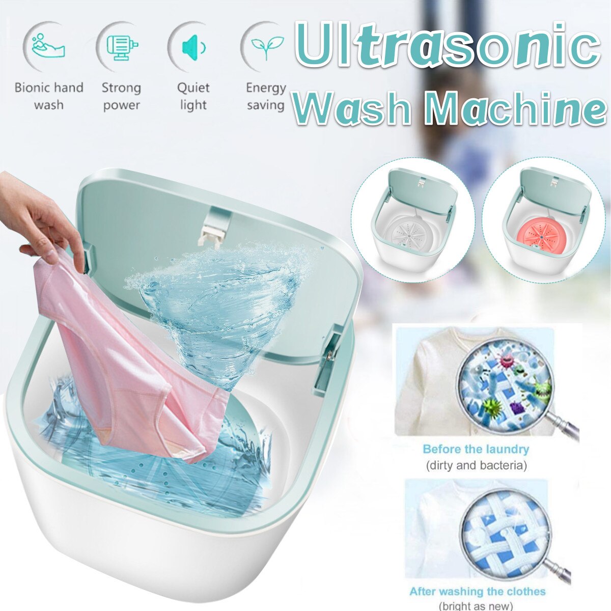 Mini automatisk vaskemaskine usb opladning husholdning dehydreret mini rør 3-5kg vask tørre undertøj pleje renere