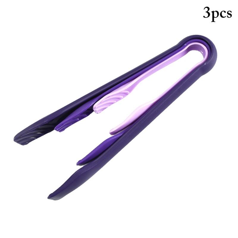 3 Pz/impostato cibo grado Plastica per Alimenti Pinze impostato Antiscivolo Resistente Al Calore Servire Pinze Pinze Da Cucina barbecue Strumenti accessori: viola