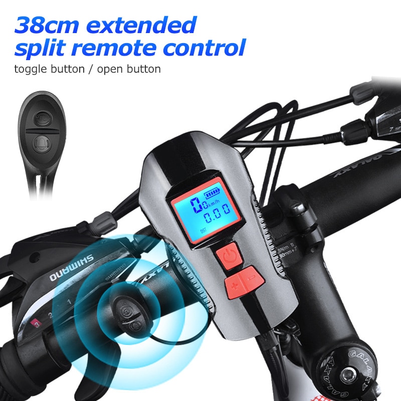 Waterproof Bicycle Computer With Light USB Charging Bike Front Light Flashlight Handlebar Cycling Head Light w/ Horn Speed Meter