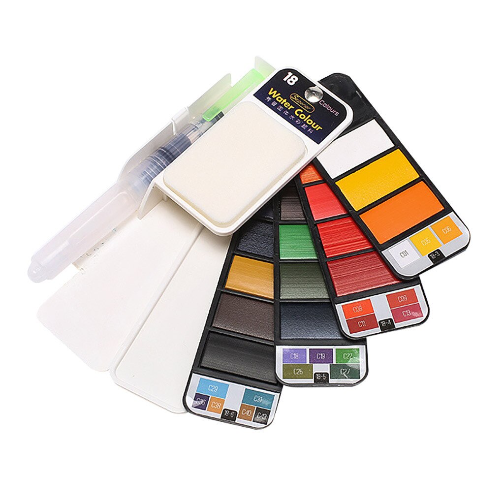 18/25/42 farver bærbar hvirvel solid akvarel pigmentmaling med vandbørste lys farve til tegning af kunstforsyninger: -en