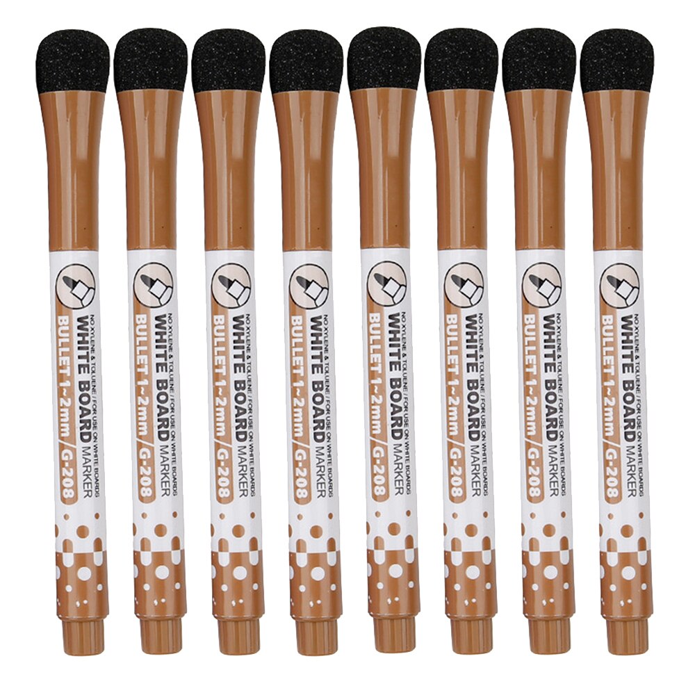 Bolígrafo magnético de pizarra blanca, rotuladores borrables de pizarra blanca seca, borrador magnético, suministros escolares de oficina, 8 colores disponibles, 8 unids/lote: brown