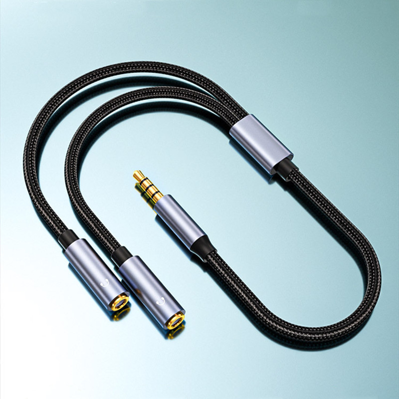 3.5mm- jack ljudkabel par dator mobiltelefon 1 to 2 ljudkabel högtalare hörlursdelare 4- sektion polport kontaktkabel