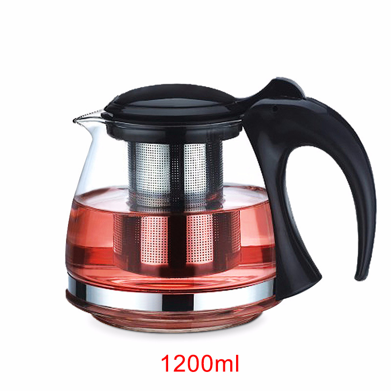 750ml & 1200ml glas tekanna glastekanna för teblomma med avtagbar stålinfusionsfilter tekanna: 1200ml