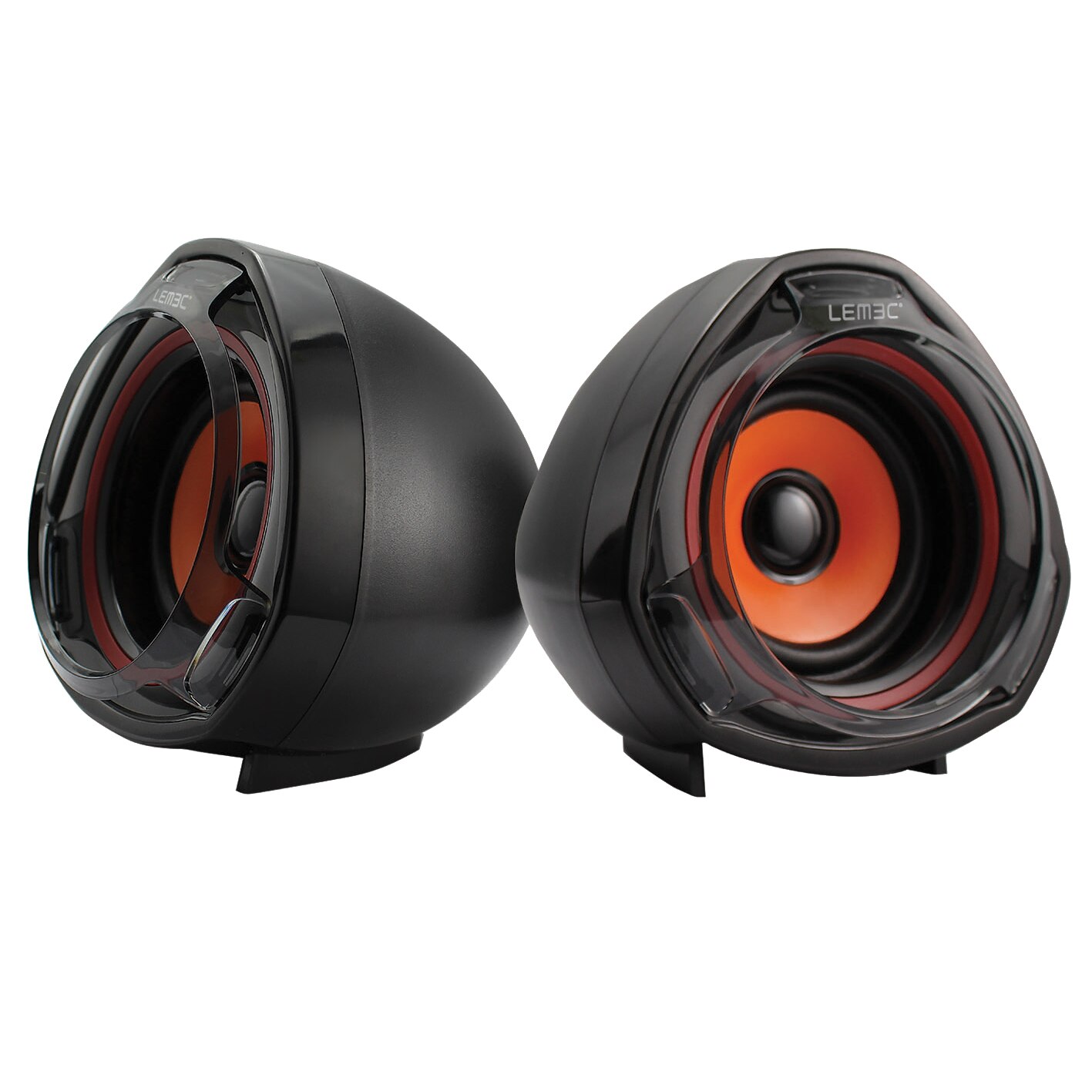 Lemec. Gaming Clout. Altavoces Compactos para juegos. Conector Jack 3,5mm.Compatible Windows y Mac. Negro/Naranja.10x10x10 cm