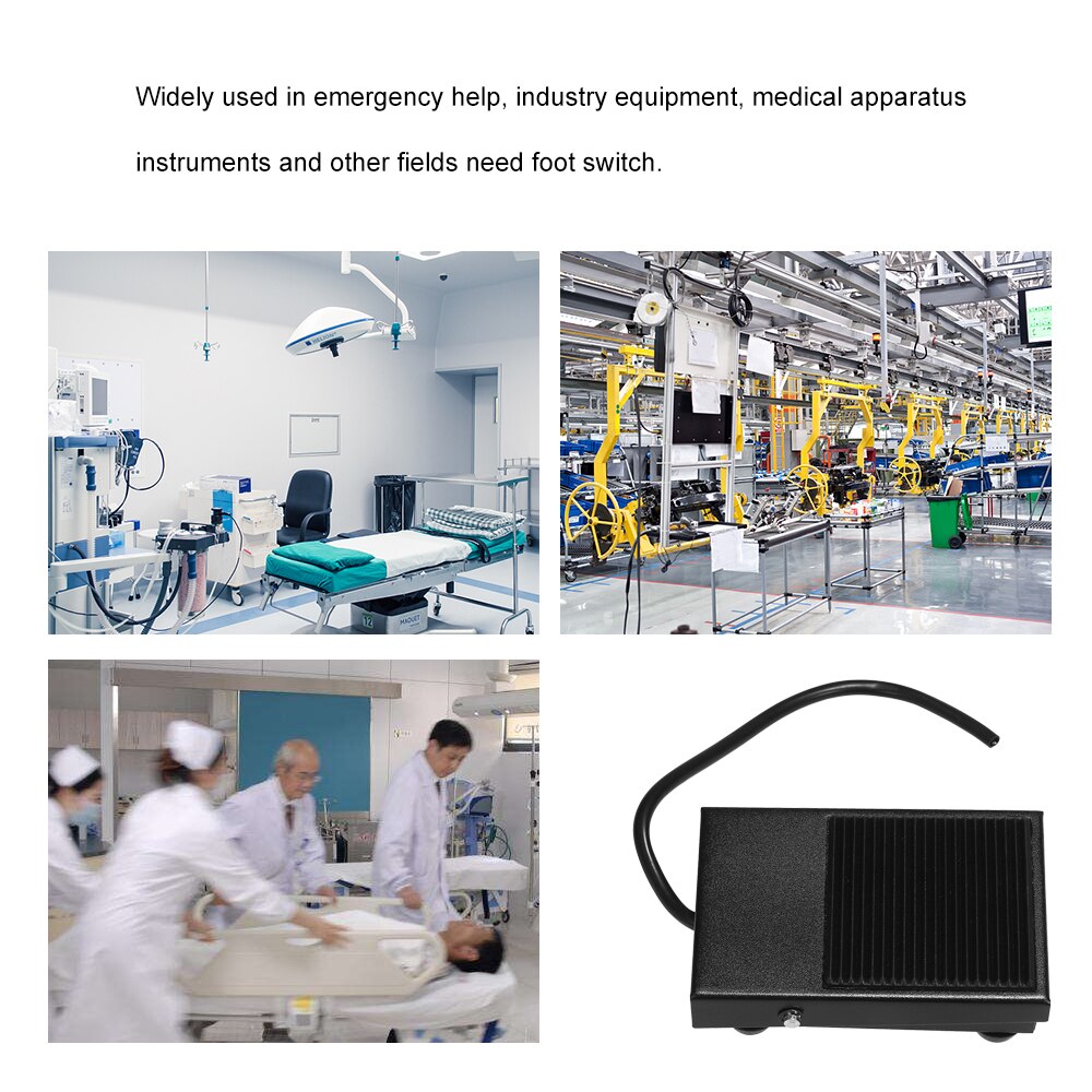 Zware Metalen Skidproof Voetpedaal Switch Treadle Voetschakelaar Momentary Control 3 Wire No/Nc Auto Reset Schakelaar