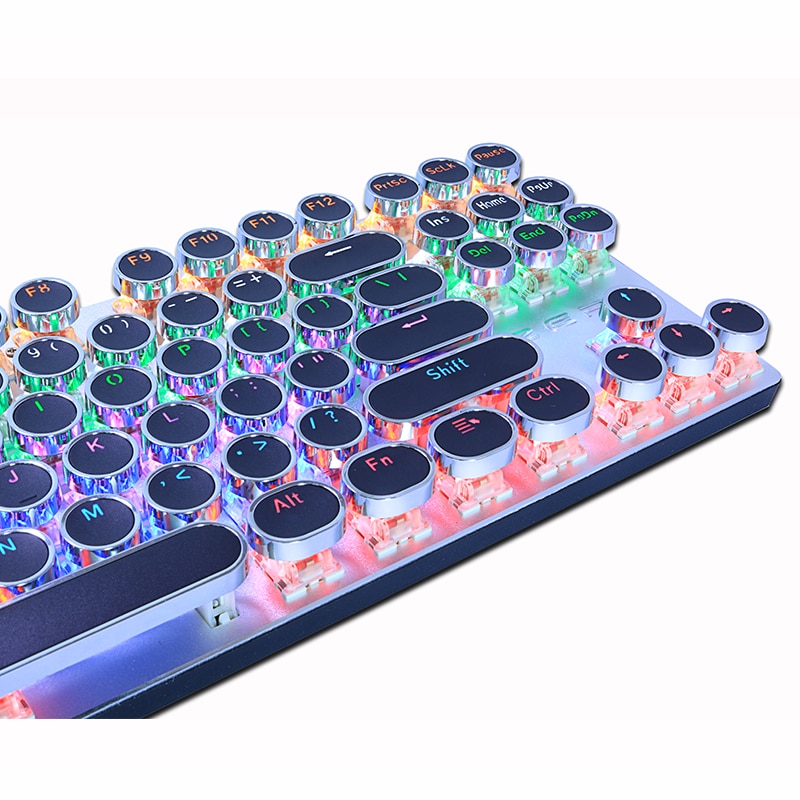 METOO-ZERO Round Keycap Gaming Mechanical Keyboard Blue Black Red Switch Anti-Ghosting USB Wired LED Backlight Keyboard for PC