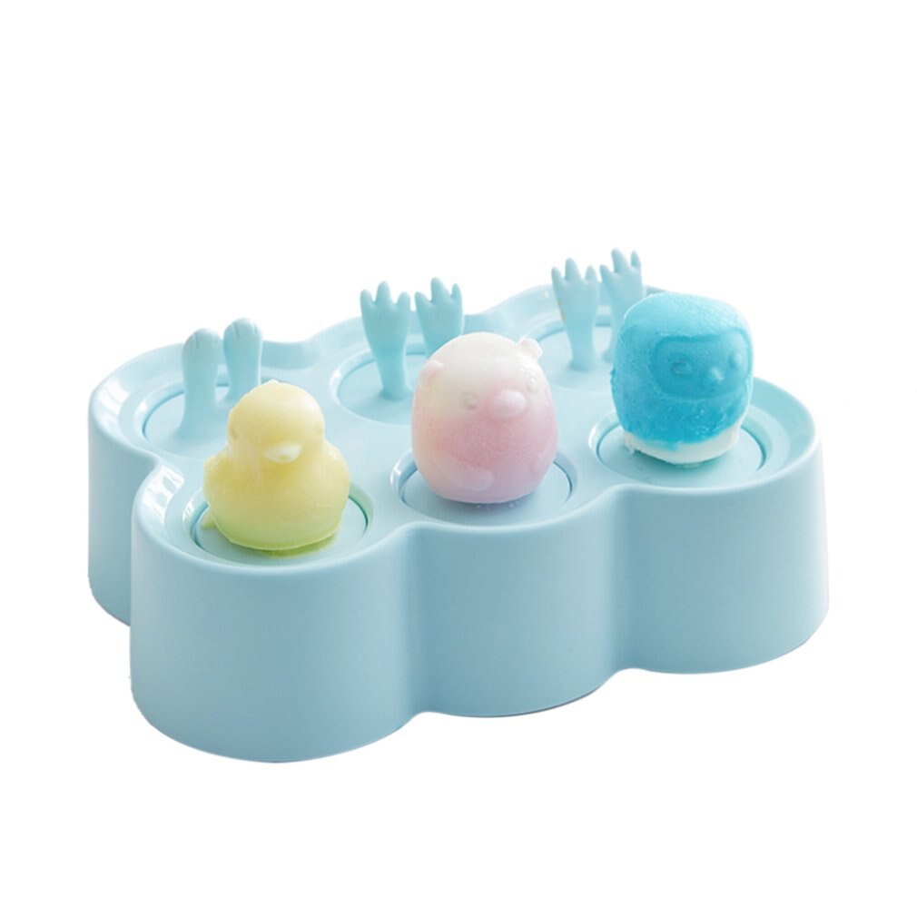 Silica Gel Ice-cream Mould with Lid Popsicle Mold Homemade Ice Cream Mold with Plastic Rod Reusable Cake Molds: Blue