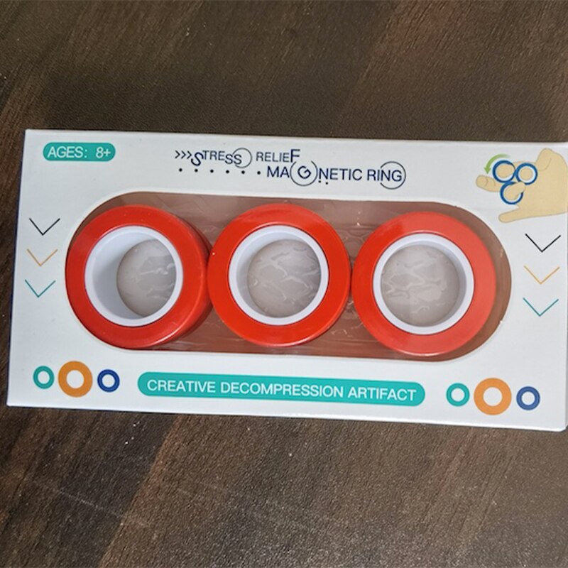 Anti-Stress Magnetische Ringen Fidget Unzip Speelgoed Magic Ring Props Gereedschap Kinderen Magnetische Ring Vinger Spinner Ring Volwassen Speelgoed: red
