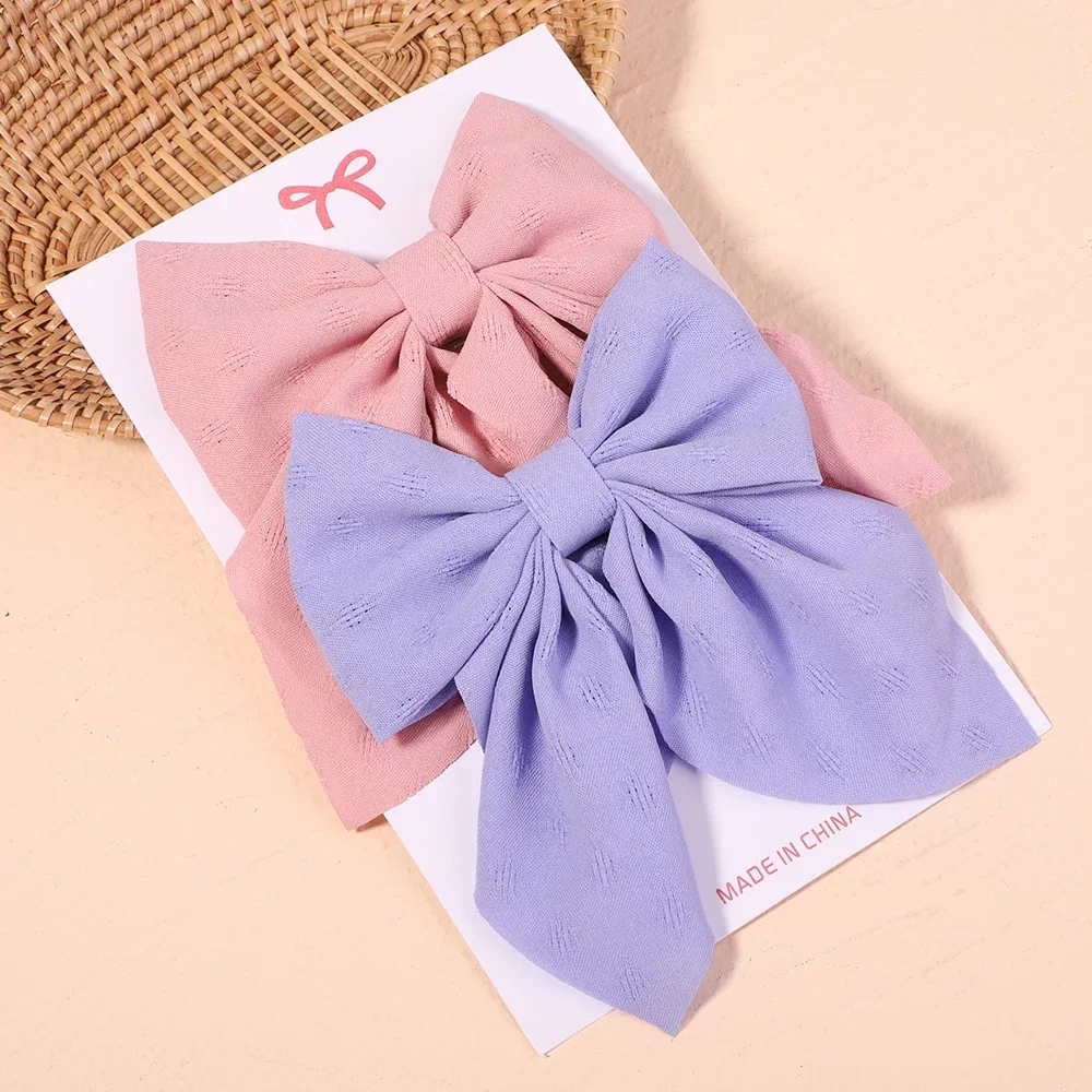 2 unids/set de pinzas para el cabello con lazo liso y dulce para mujeres y niñas, horquillas con lazo, pasadores hechos a mano, accesorios para el cabello,: Castaño