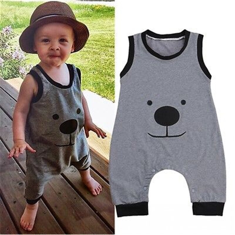 Katoen Zomer Newbore Peuter Kid Baby Jongens Kinderen Meisjes Mouwloze Romper Jumpsuit Kleding Dragen 0-24 M
