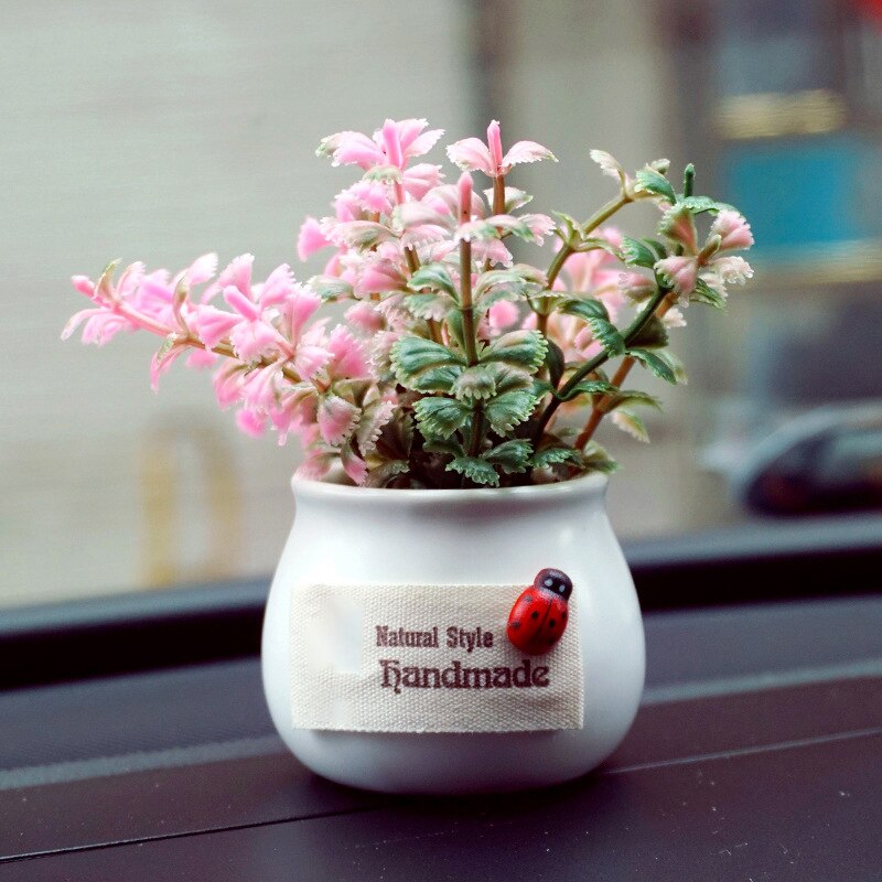 Auto Dashboard Ornament Mini Simulatie Bloem Plant Decoratie Keramische & Doek 5.5*5.5*10Cm DFDS889: milan grass  white c