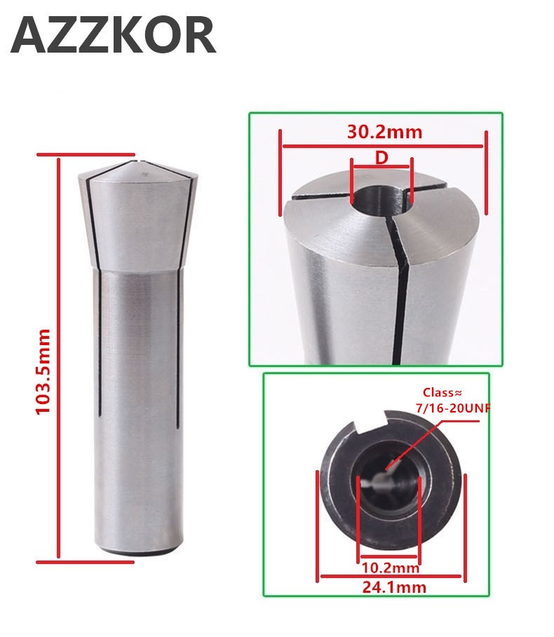 Morse taper R8 Round Clamping Collet Carbon steel Suitable for R8 spindle taper hole milling machines,grinding machines AZZKOR