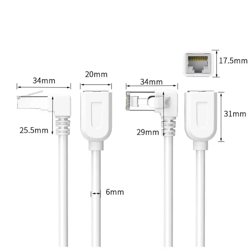 Kątowy kabel Ethernet RJ45 90 stopni uniwersalny Gigabit Kot6 męnarty na żeńnarty przedłużacz sieciowy miedziany przedłużacz Kot5E rj45