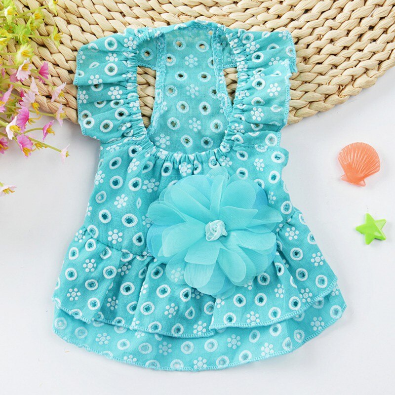 Mignon chien robe toutou Sundress Pet vêtements chien princesse robes chiot jupe Woaills chien vêtements, chiot princesse Tutu robe: Bleu / XL