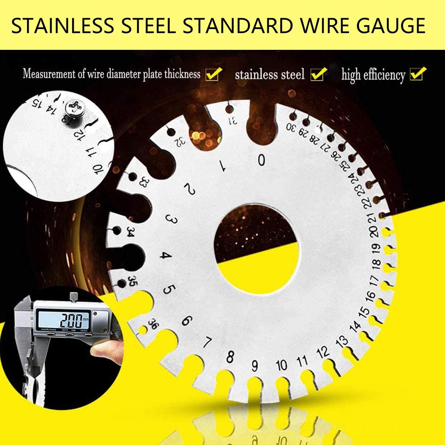 3 model Metal Welding Gauge 0-36 Round AWG SWG Wire Gauge Thickness Ruler Gauge Diameter Stainless Steel Measurer Tool: type1 1pcs