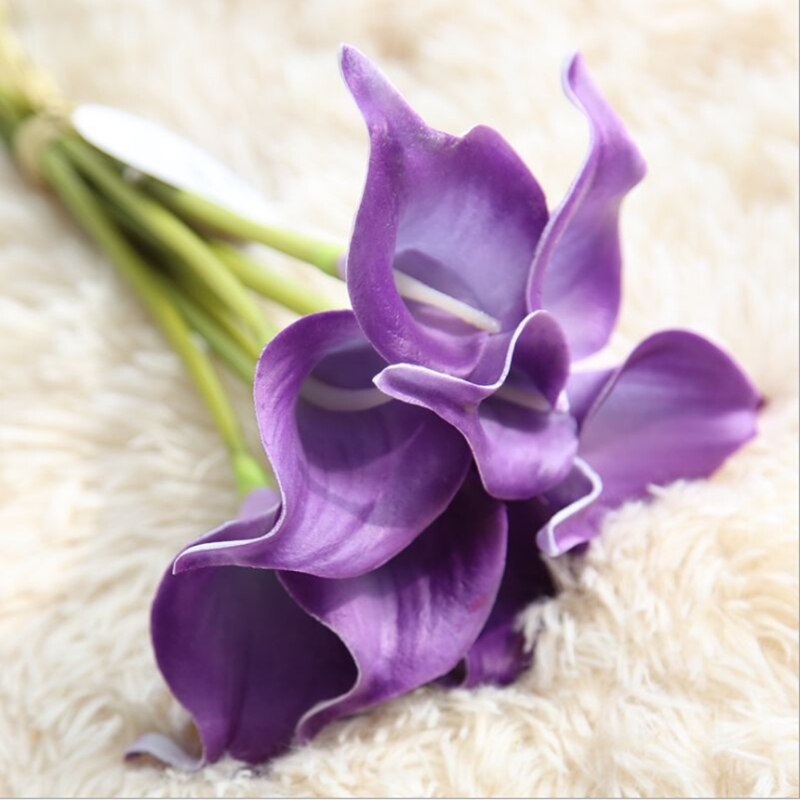 10 stk kunstige blomster pu calla lilje bundt bryllup dekorative blomster vaser til boligindretning tilbehør husholdningsprodukter: 11