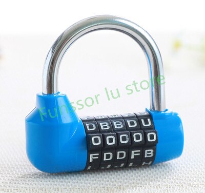 Argolla de seguridad con combinación de palabras y números de cinco dígitos, candado de acero endurecido, carcasa de plástico de