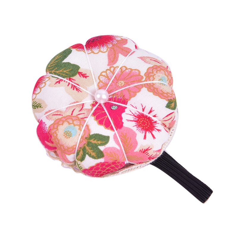 adjustable Pumpkin flower Needle Pin Wrist Cross Stitch Needle Sewing PinWrist sewing Pincushion Sewing Kit access: Red