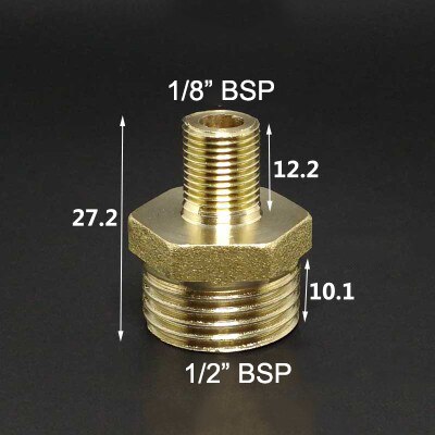 1/8 " 1/4 " 3/8 " 1/2 " 3/4 " 1 " bsp hangevind messing rørfitting ens reducerende sekskantet nippel koblingsstik adapter: No9