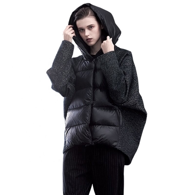 Dam dunrock kort ankdun pufferjacka lös vinter kvinnlig parkas snö ytterkläder oversize korta svarta rockar