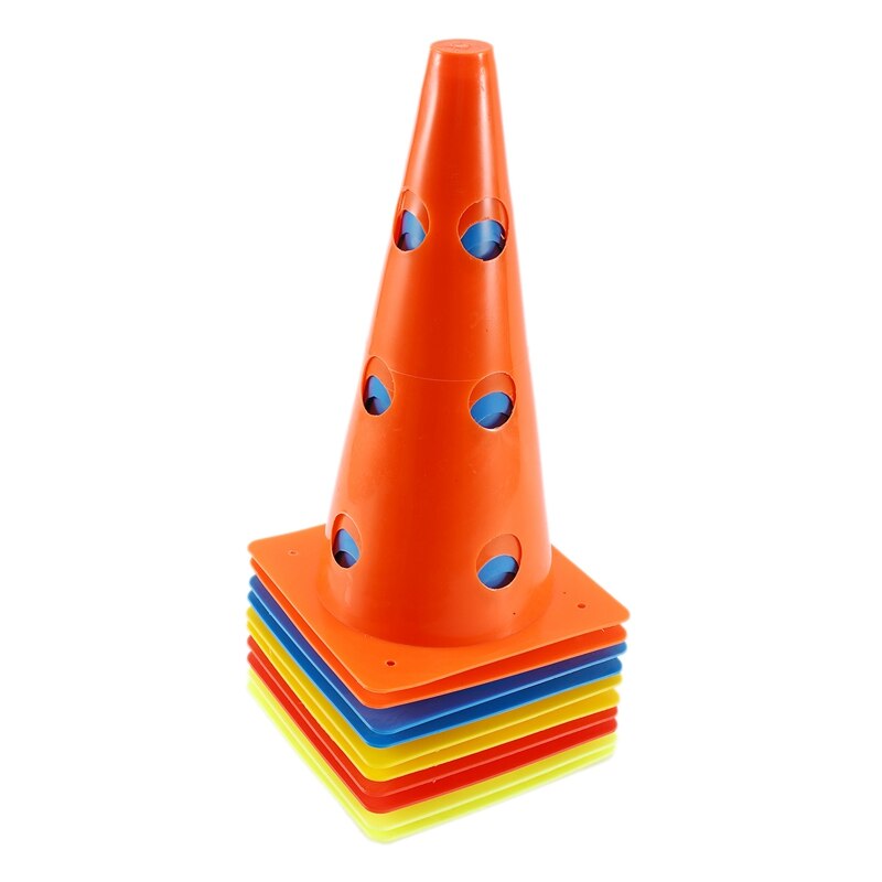 Hot ad -12 inch color perforated plastic cones 10 pack set - soccer, football, basketball, agile drill training venue mark with