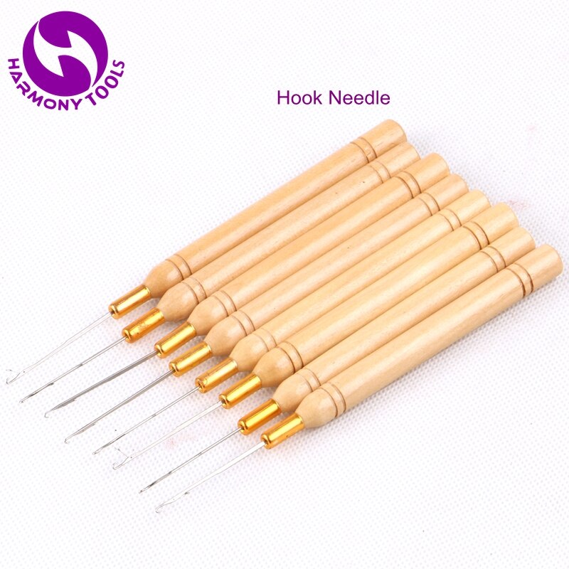 HARMONY 1 piece Wooden Handle hook needle or loop threader for micro hair extensions tools