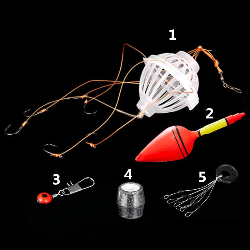 5 Piece Set Fishing Tackle Tool Carp Fishing Float Bobber Sea Monster with 6 Strong Explosion Hooks Fishing Equipment: Default Title
